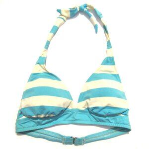 Arizona Jean Company Blue & White Swim Bikini Halter Top S